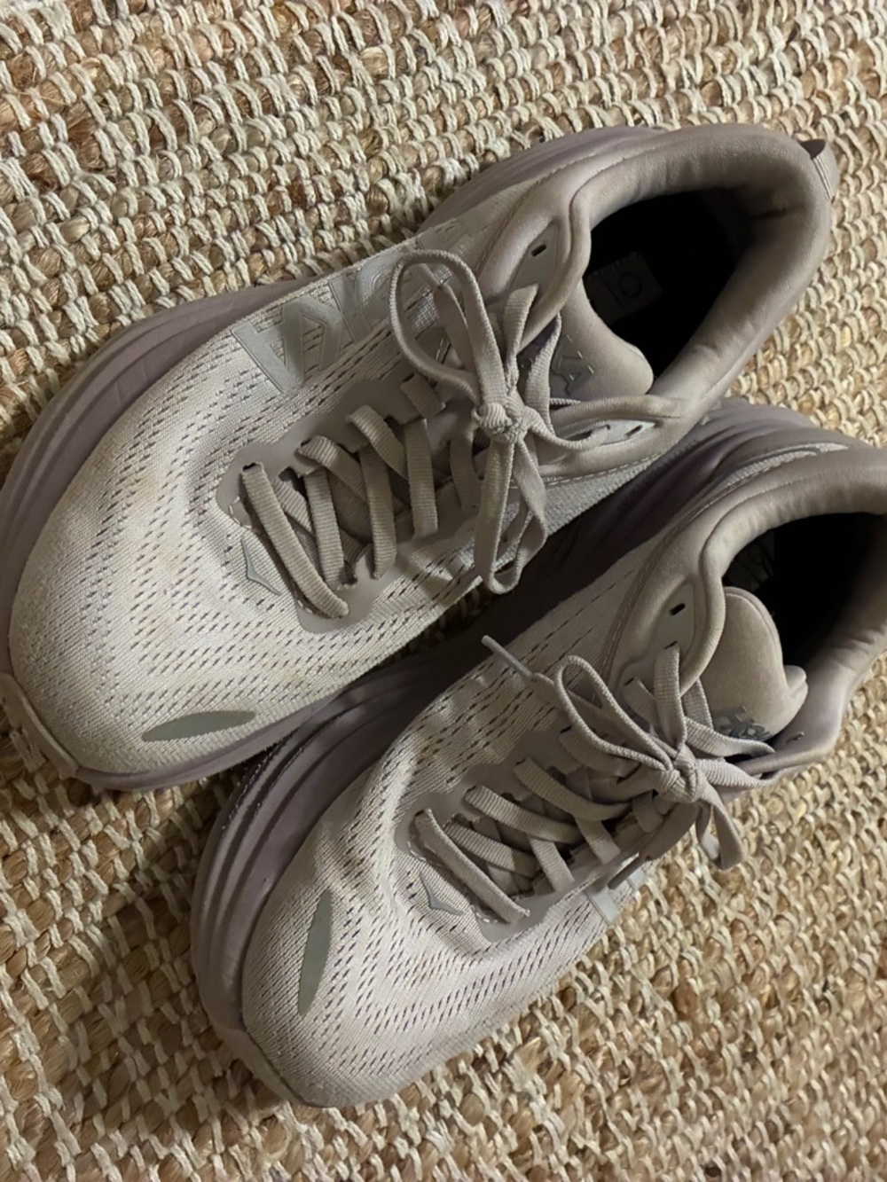 Hoka Women's Light Taupe/Lilac Platform Running Shoes - Picture 5 of 6